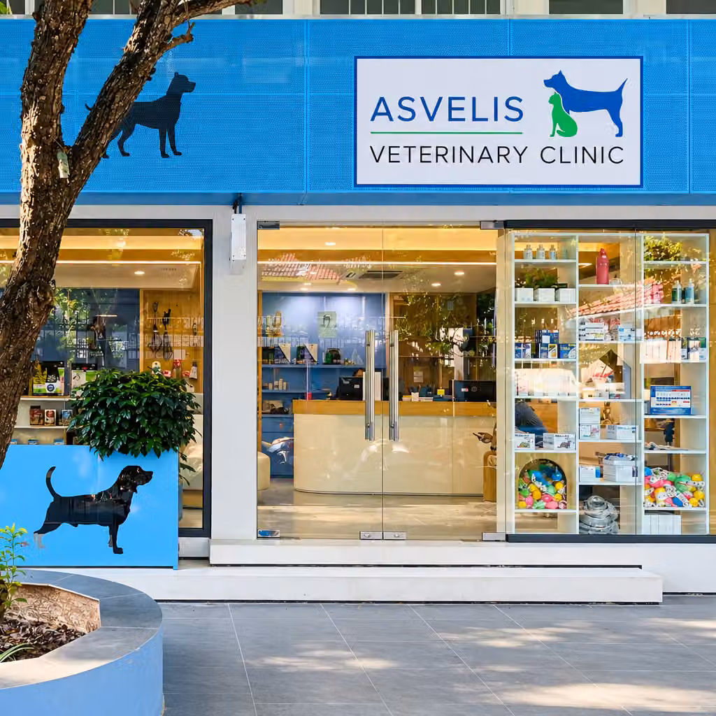 The ASVELIS clinic’s blue front on Tô Ngọc Vân, a tree in the foreground